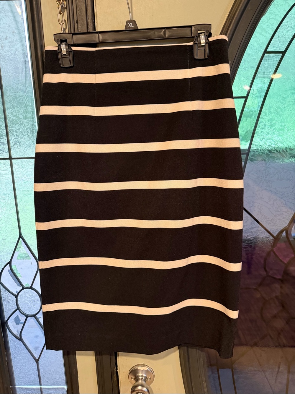 Banana Republic Black and White Striped Pencil Skirt
